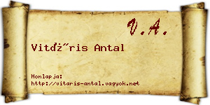 Vitáris Antal névjegykártya